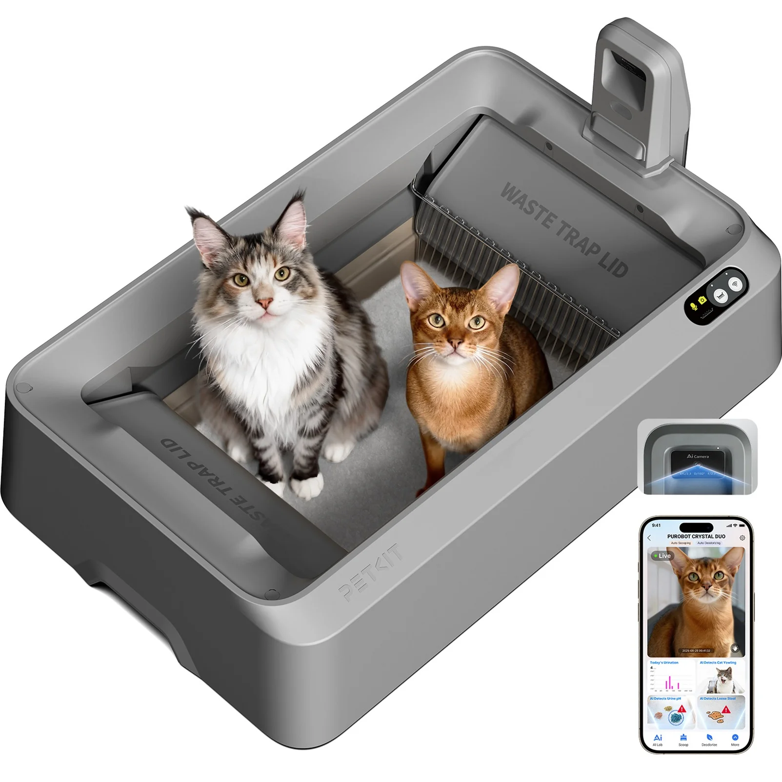 Purobot Crystal Duo Automatic Cat Litter Box with Camera -EU plug - Image 12